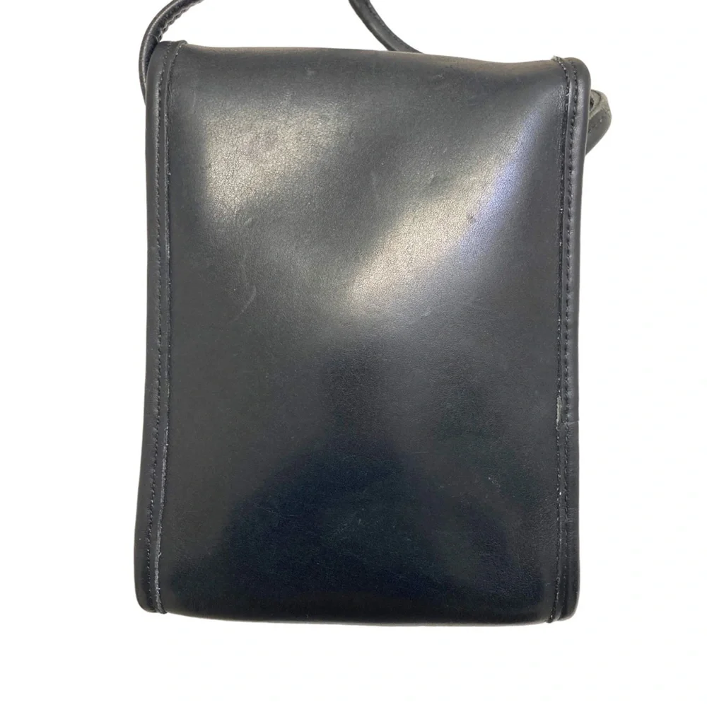 Coach vintage black leather scooter bag with nickel hardware